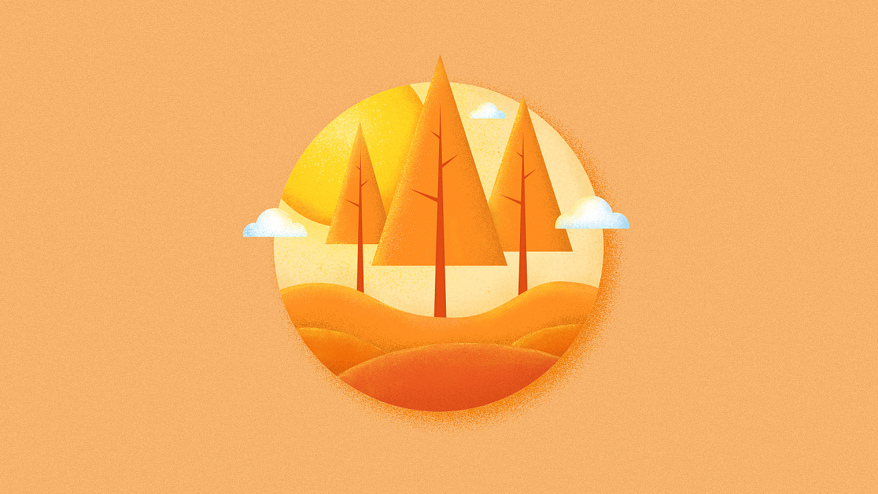 临摹噪点肌理插画《秋》