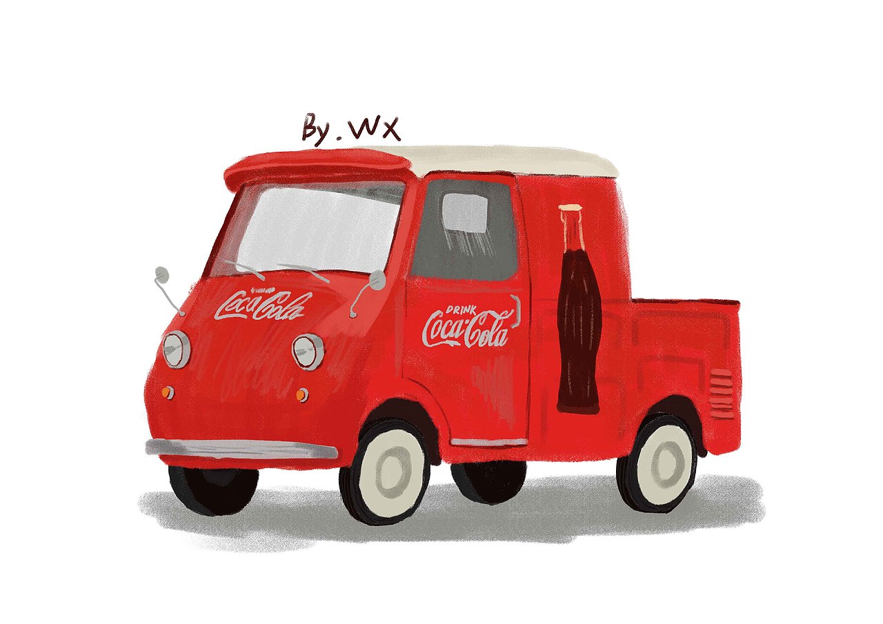 可口可乐送货小车（图ZMzQ3NjQxMzI=） - 艺术插画 - 站酷设计师王日斤x原创素材 - 站酷ZCOOL