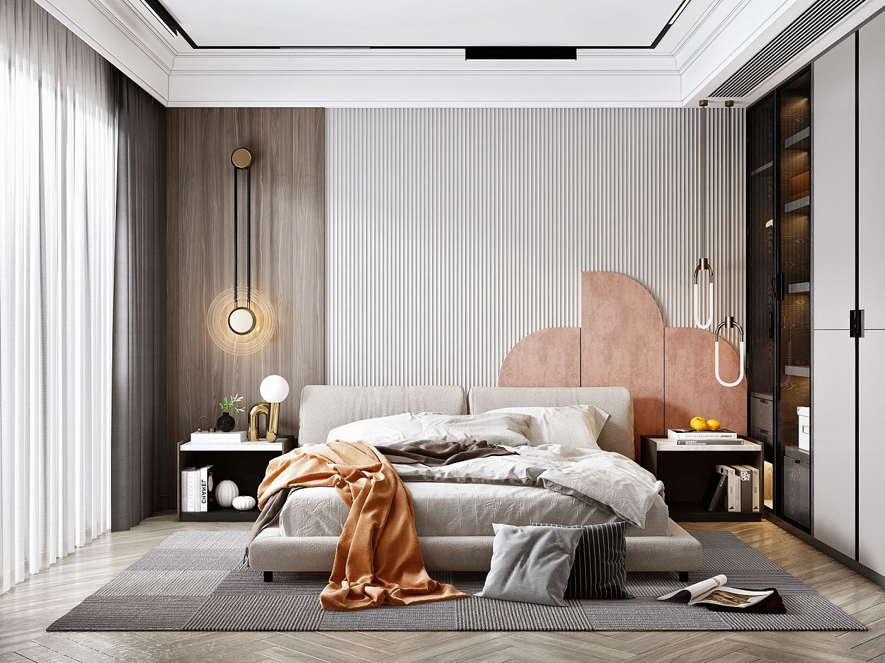 现代轻奢卧室效果图（图ZMjEzNjExMTI4） - 家装设计 - 站酷设计师室内设计盈盈原创素材 - 站酷ZCOOL