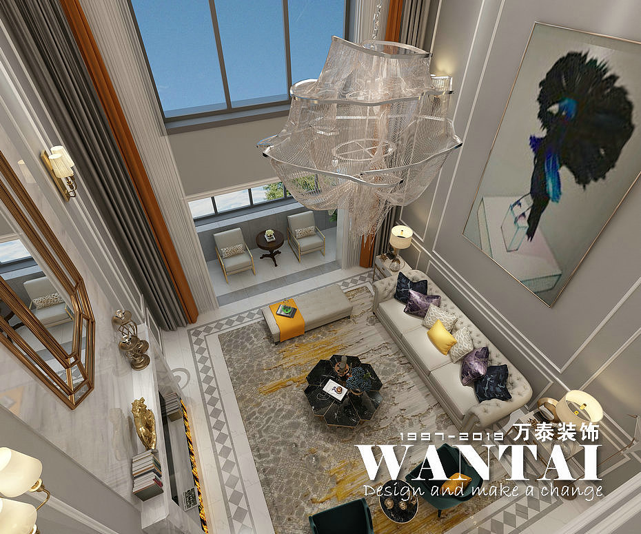 泰安五矿万境水岸206㎡美式轻奢装修效果图-牛嘉伟（图ZMTQ2MDczMjQ4） - 家装设计 - 站酷设计师泰安小丁装修原创素材 - 站酷ZCOOL