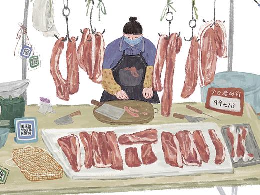 早市猪肉摊