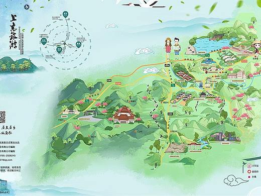 江西上高县智能语音手绘导览地图智慧旅游智慧导览图