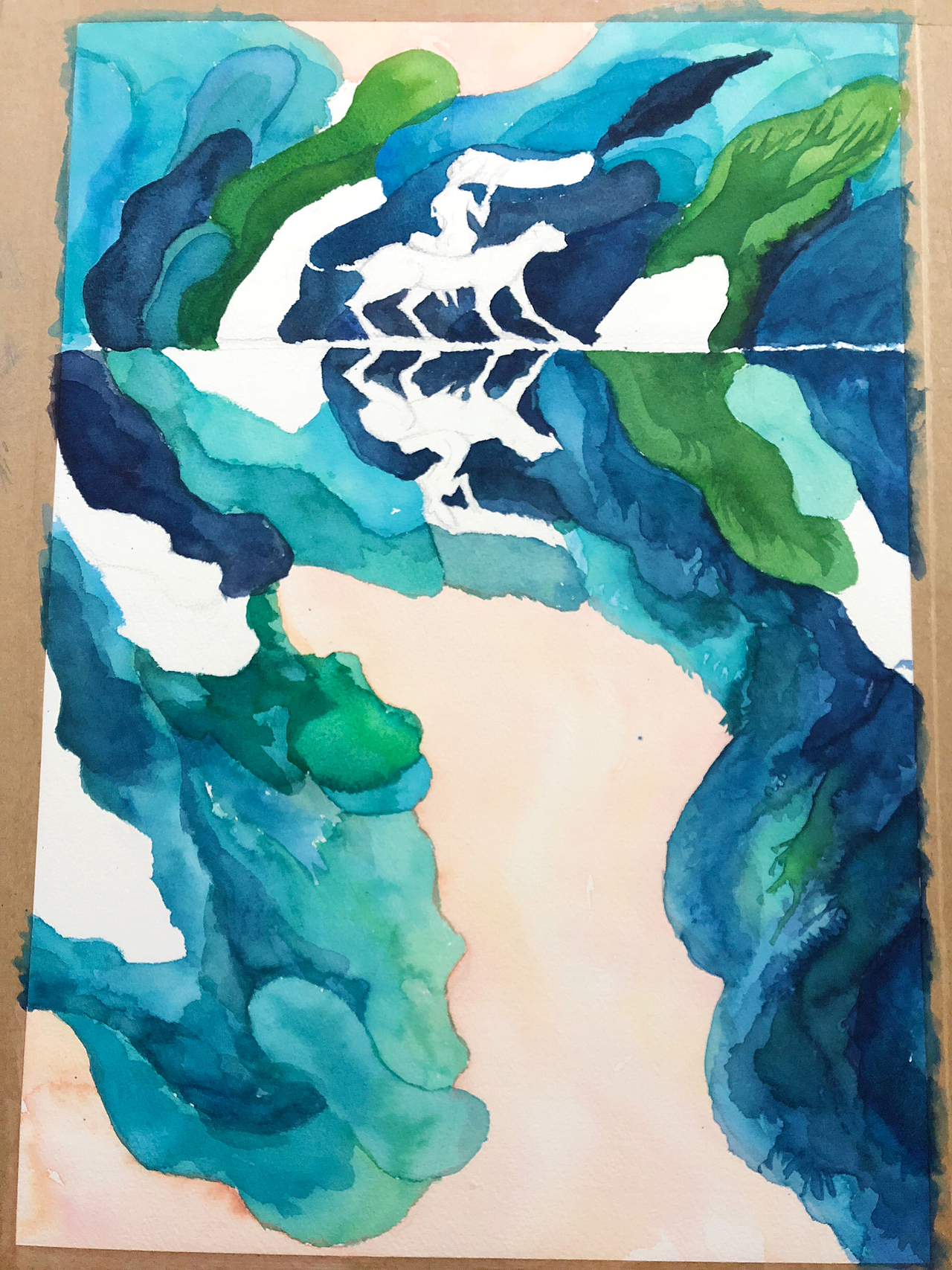 手绘水彩水粉插画装饰画《山鬼》