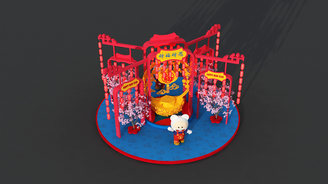 新年美陈 商业美陈 国潮 古建 中国红 节日美陈 美陈