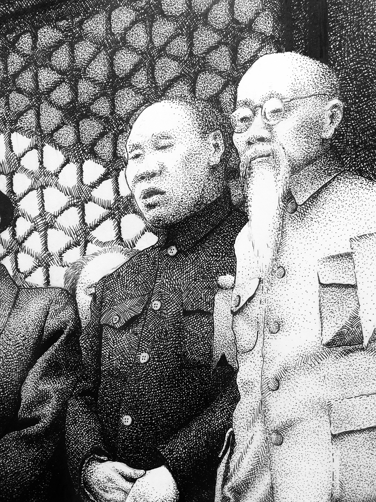 谭伯虎钢笔画作品《开国大典》