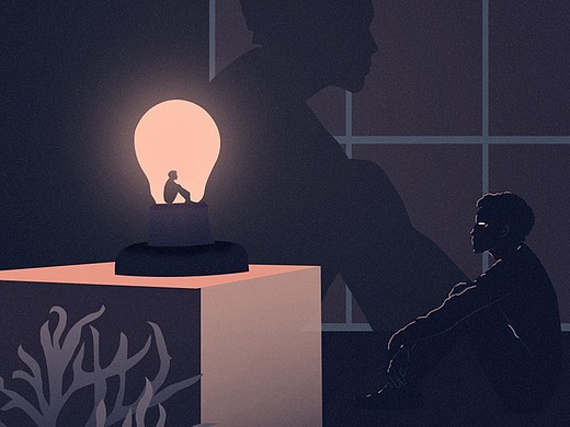 一组抑郁,希望的插画