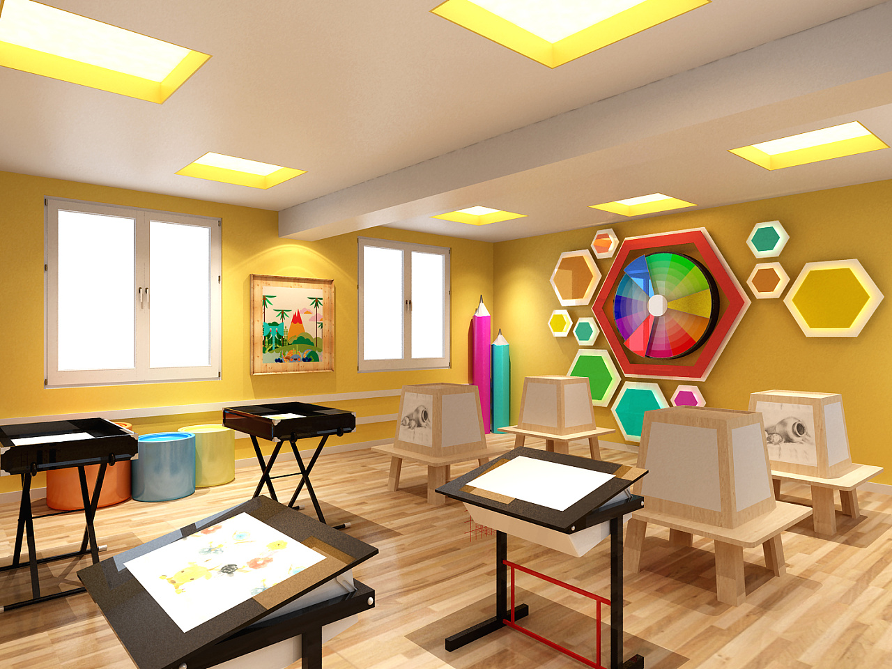 学校书法室|空间|室内设计|风墨诗画 - 原创作品 - 站酷 (ZCOOL)
