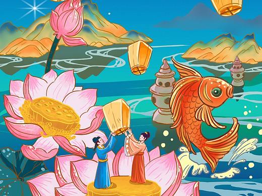 老广新游/大话国/广府文化/国潮/“诗词的力量”H5插画