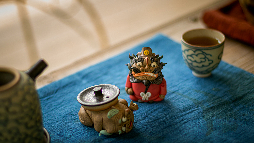 器十二原创手工捏雕钟馗伏魔茶宠香插摆件创意国潮手办