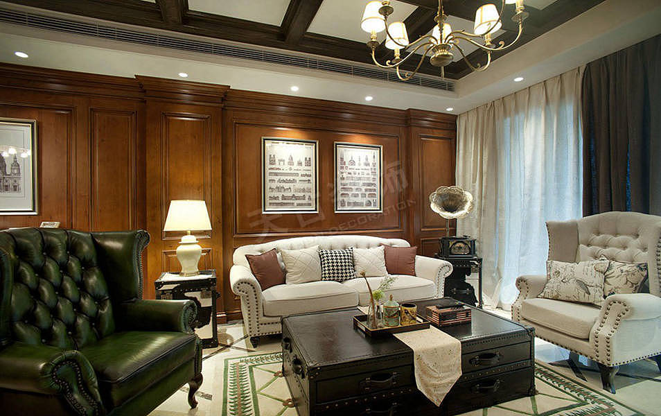 保利山庄海棠花园洋房装修案例-保利山庄美式风格设计（图ZMTM0NjY2ODQw） - 展陈设计 - 站酷设计师天古装饰7cm原创素材 - 站酷ZCOOL