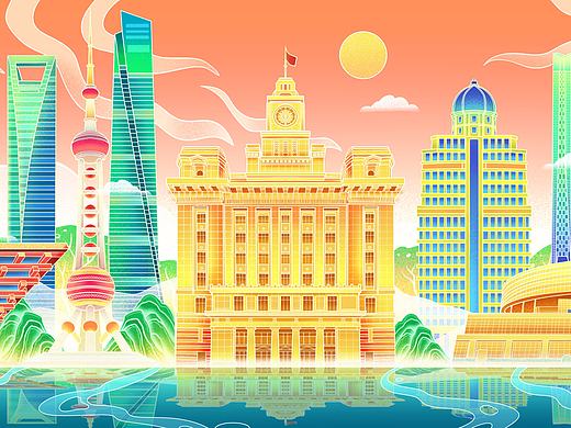 新国风国潮城市地标建筑插画合集