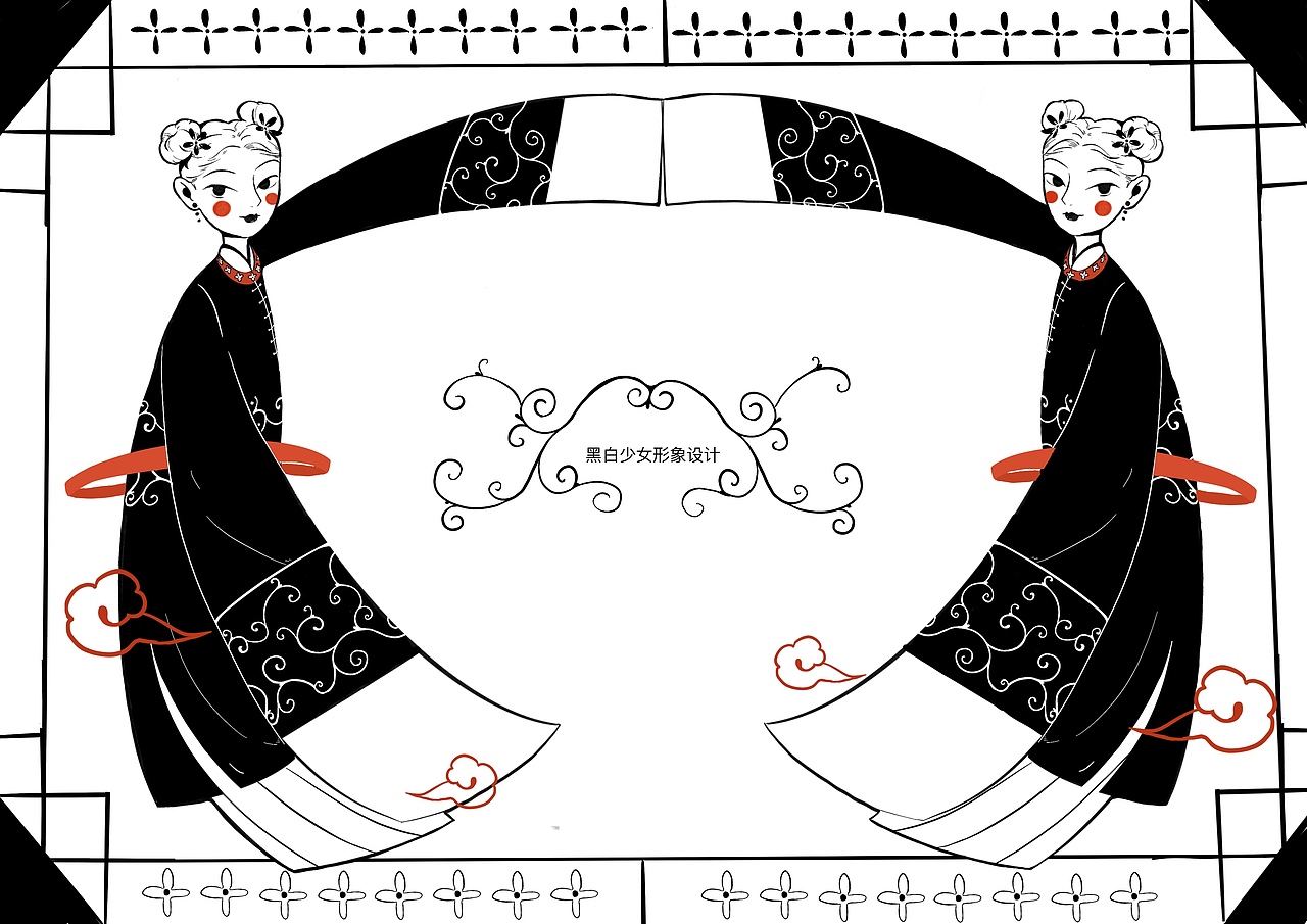 插画 黑白国风少女系列设计（图ZMjMwMzczNjky） - 创作习作 - 站酷设计师庐山小黄叽原创素材 - 站酷ZCOOL
