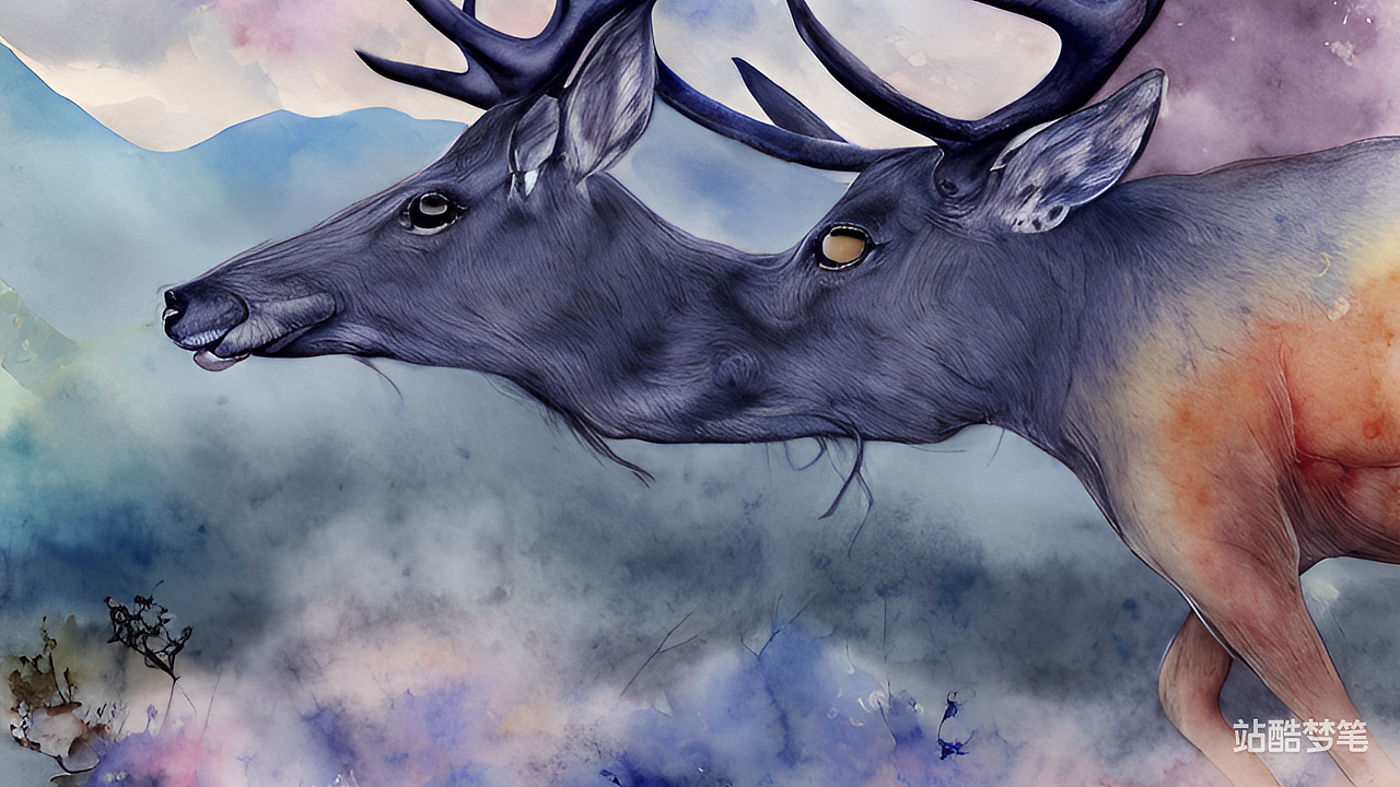 #站酷梦笔# 林深时见鹿，海蓝时见鲸（图ZMzMxNDQxMzE2） - AI作品 - 站酷设计师无风不微原创素材 - 站酷ZCOOL