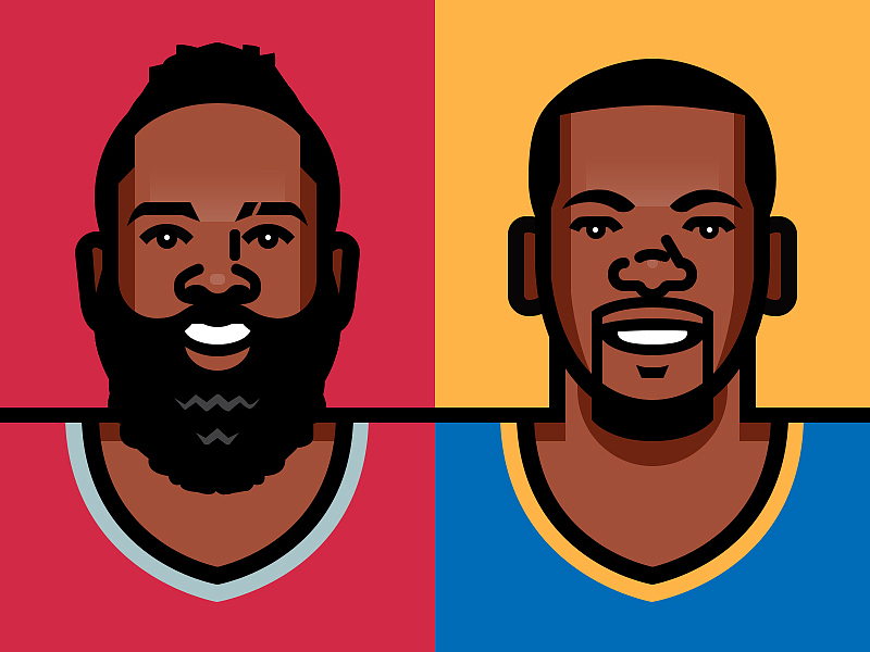 NBA西部决赛:哈登VS杜兰特(插画临摹)