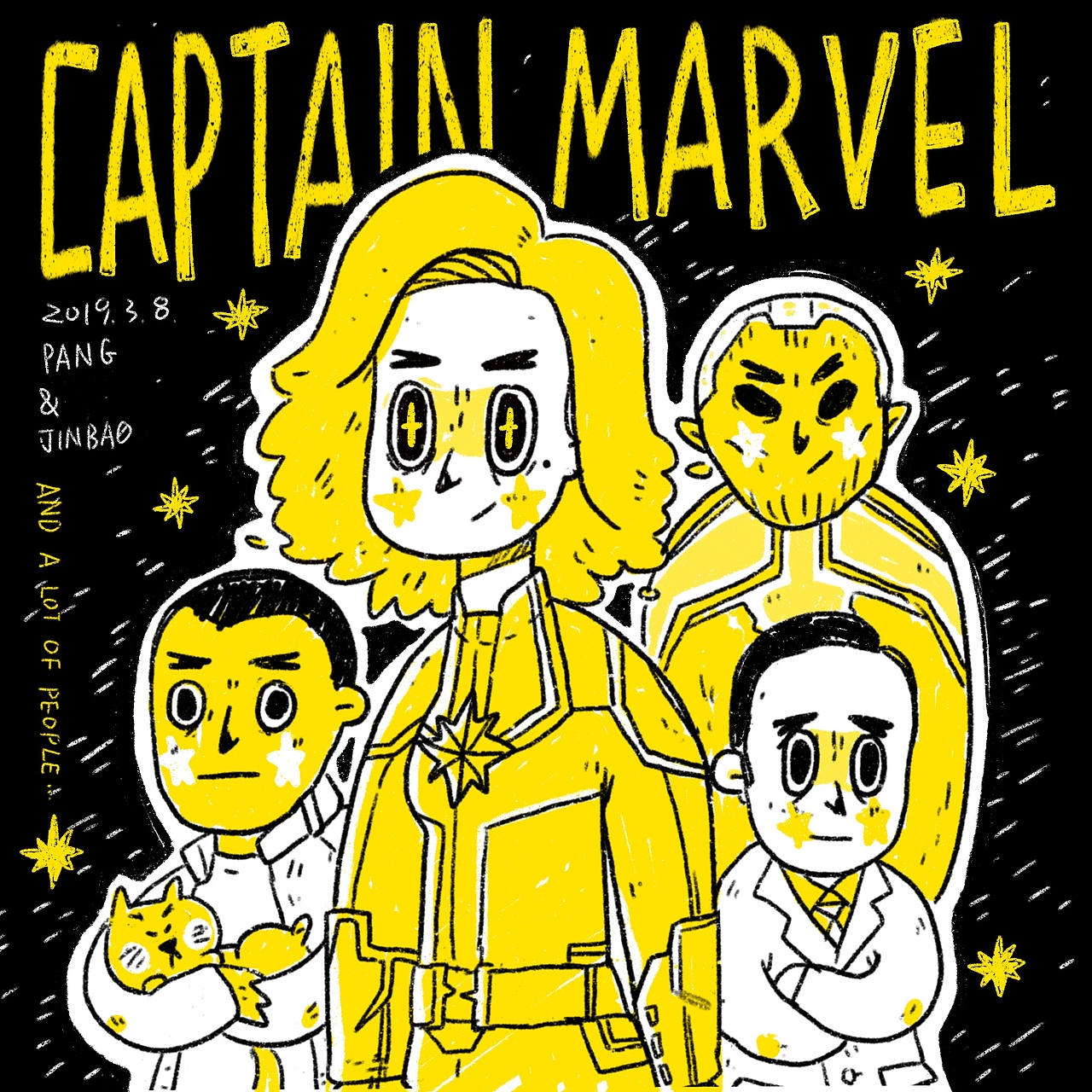 3.8日看了惊奇队长~10:20出电影院回公司画了这个~2:30回家~感觉电影不是很好看~