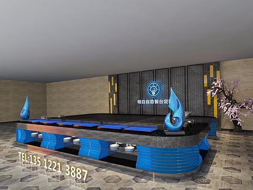 亚克力发光灯箱不锈钢自助餐台