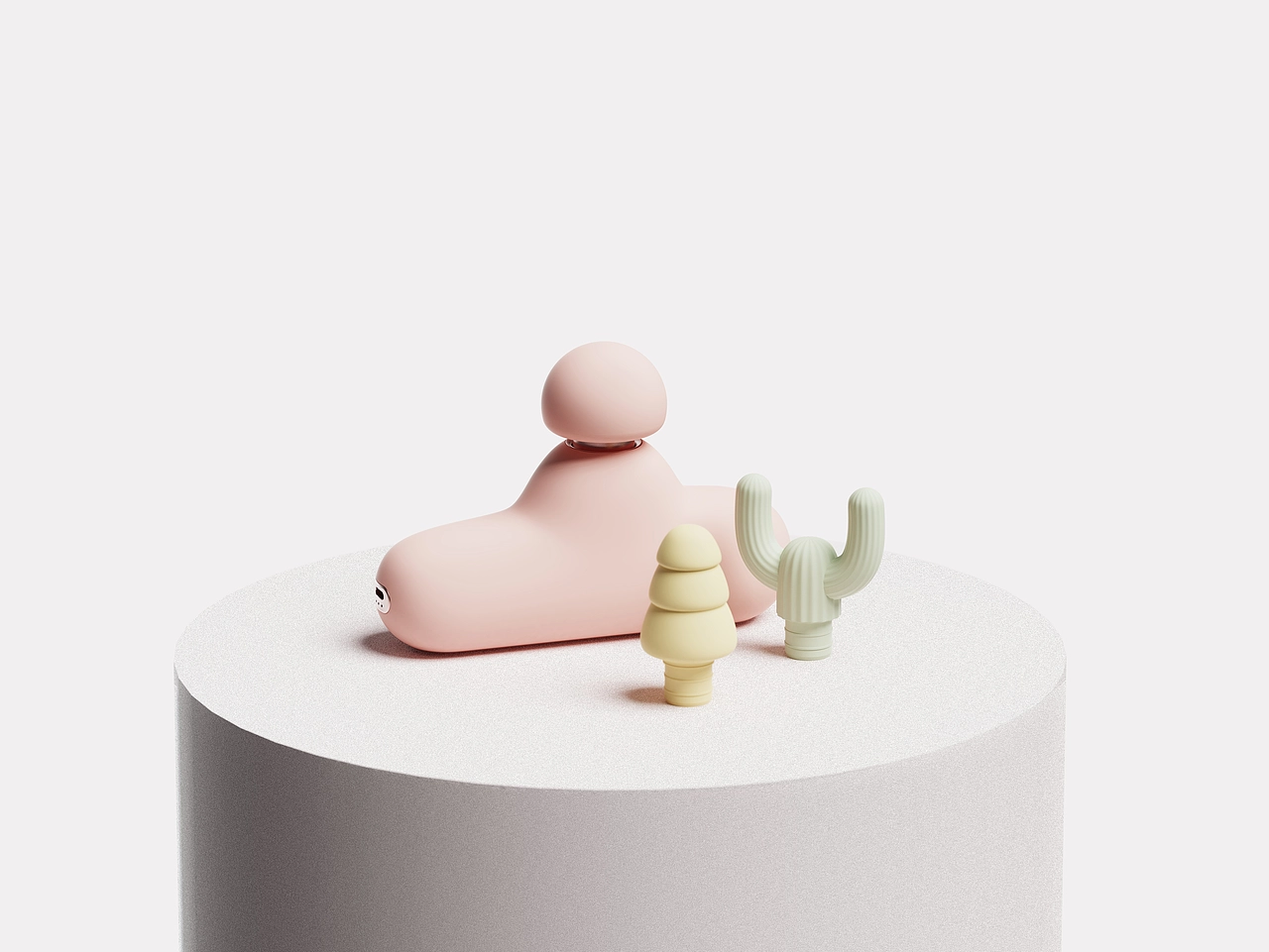 <br>我们还为这款按摩枪设计了三个按摩头，分别是：<br><br>蘑菇头-针对全身大面积的肌肉放松使用，比如针对逛完街回来小腿酸痛<br>仙人掌头-针对白领女性坐班时间长而导致的肩颈问题<br>小松树头-针对手心或者脚底，特别是穿久了高跟鞋之后的脚底酸胀。<br><br>