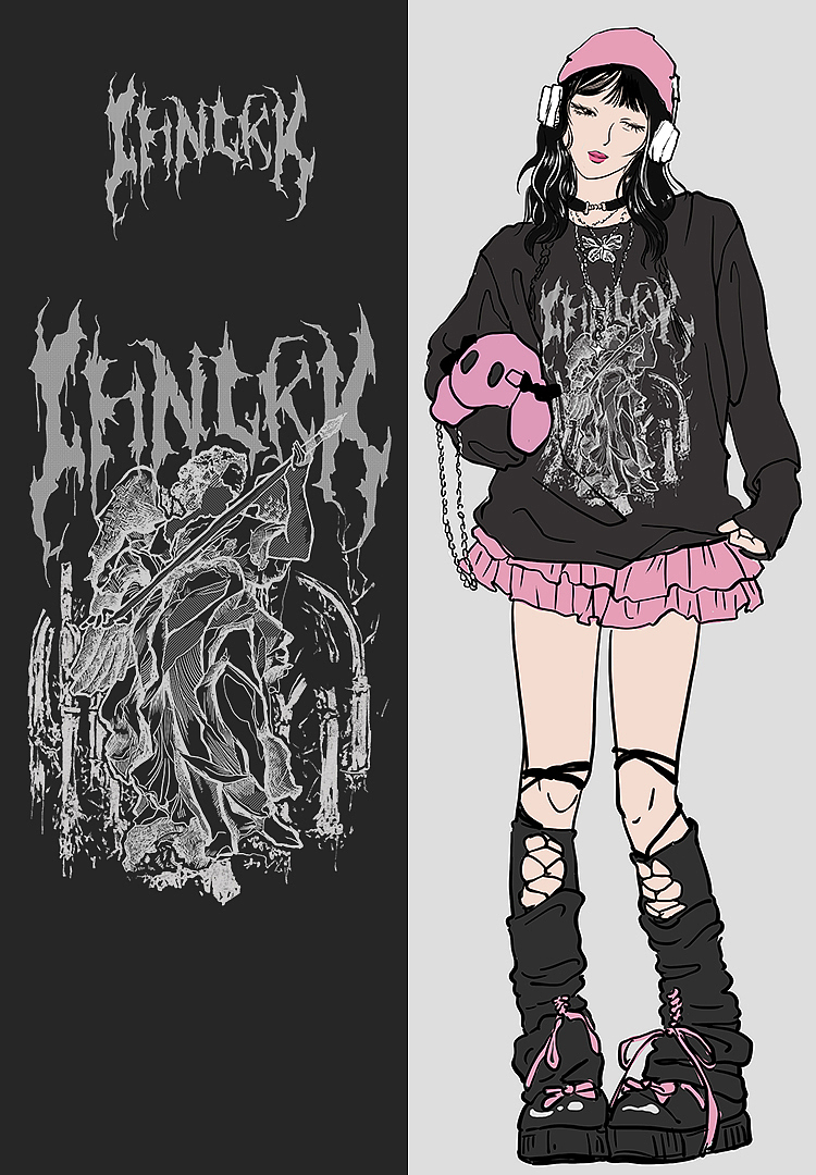 暗黑系服装织物印花图案