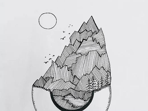 线描画 山（个人主页-ZMjY4MzI3NjQ=） - 绘画 - 站酷设计师Miss__莞尔原创素材 - 站酷ZCOOL