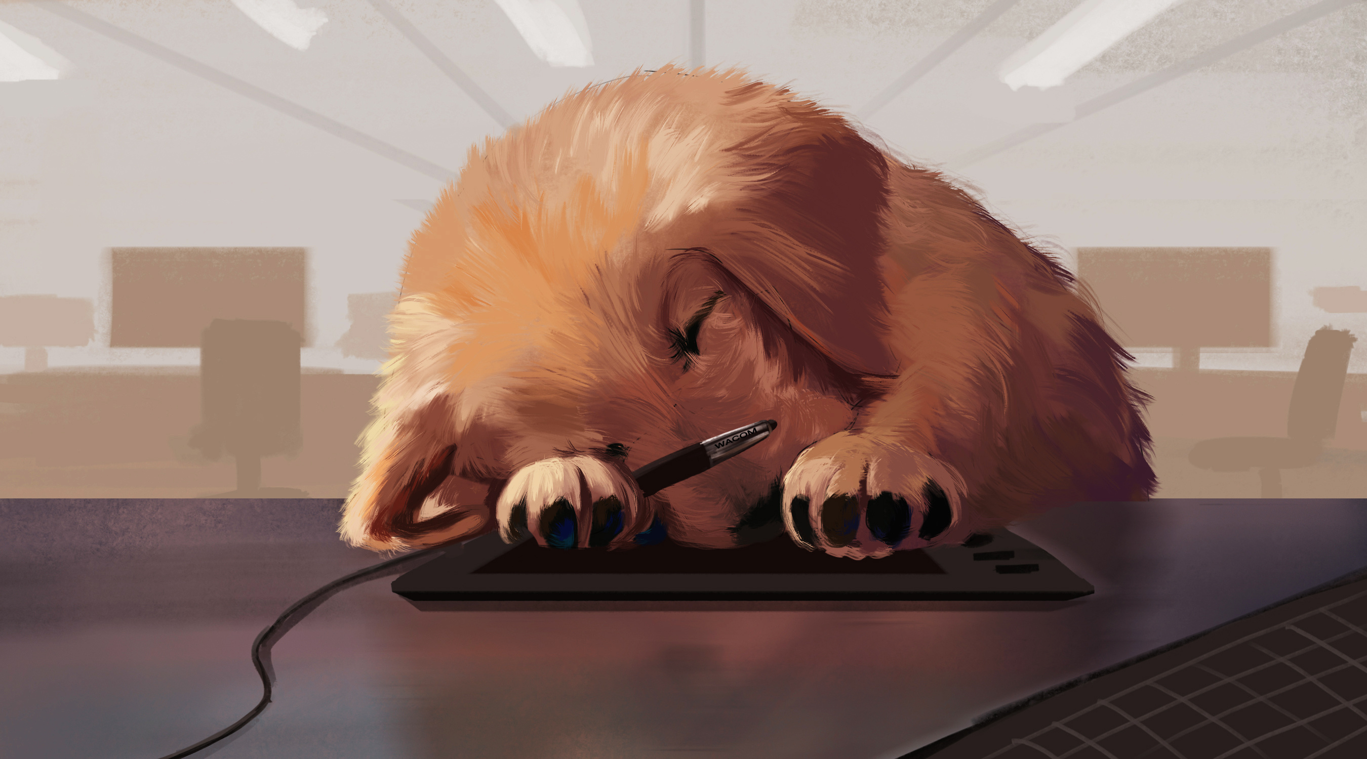 一只元旦还要上班的加班狗