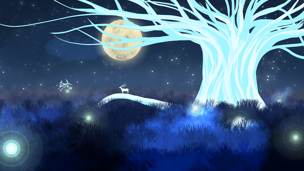 森林的鹿插畫細(xì)節(jié)（圖ZMTI5MDA3OTQ4） - 商業(yè)插畫 - 站酷設(shè)計師月歌ms原創(chuàng)素材 - 站酷ZCOOL