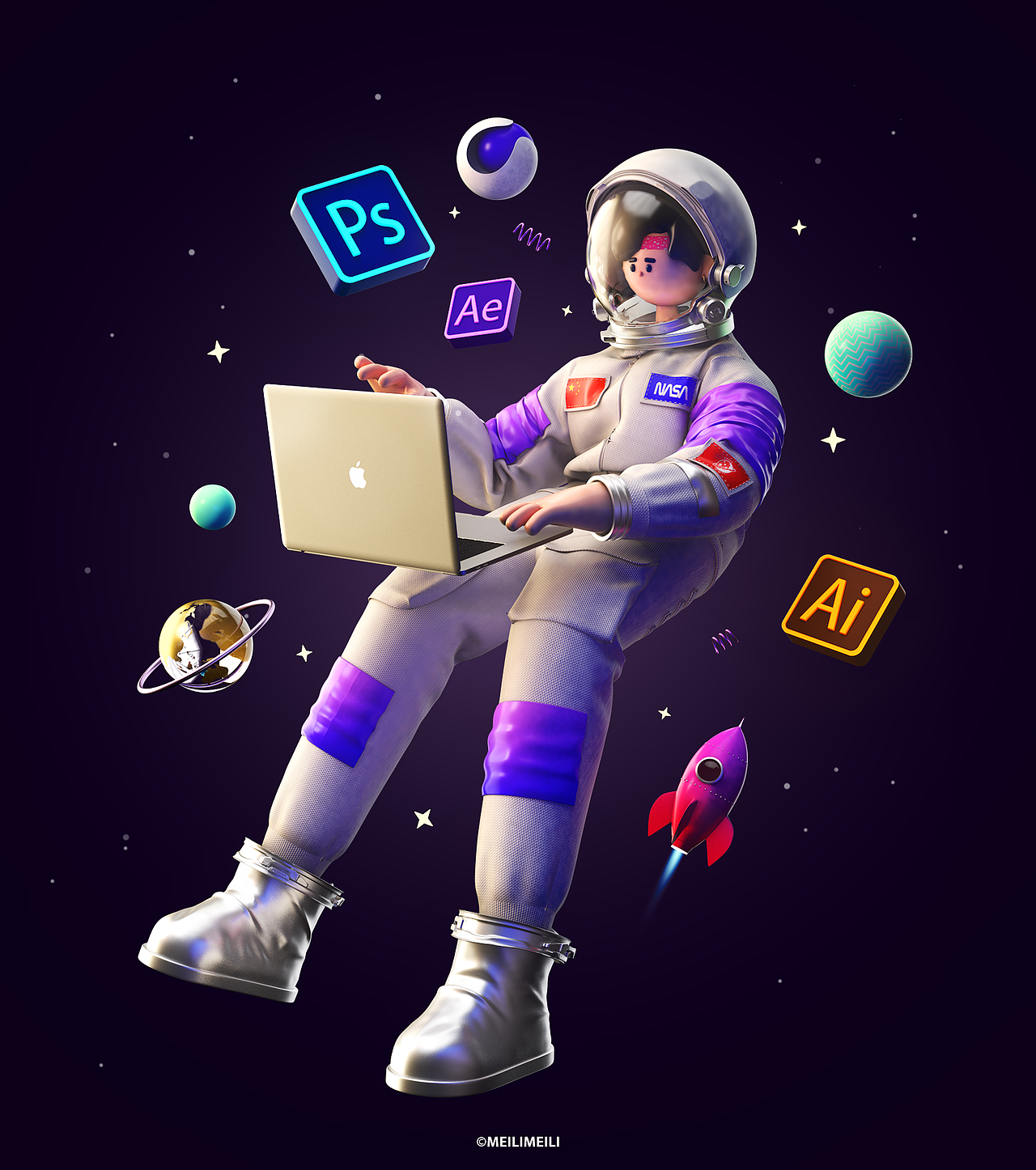 太空历险记-IP形象设计（图ZMjMwNjYxNTQw） - 人物/生物 - 站酷设计师Meilimeili原创素材 - 站酷ZCOOL