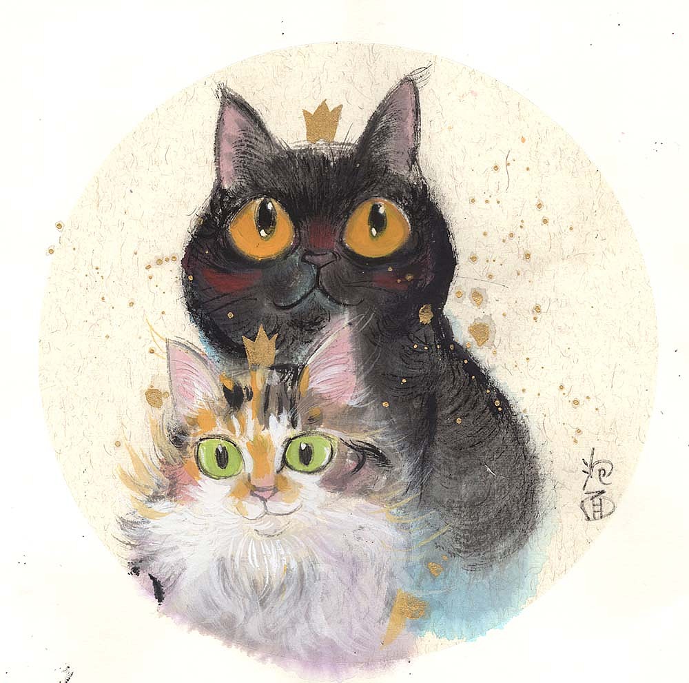 一组水墨猫咪希望大家喜欢