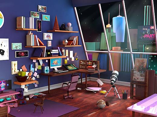 C4D制作的房间布景