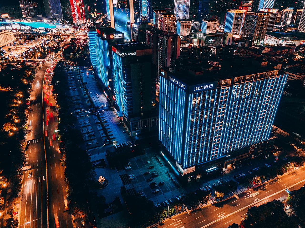 东莞南城夜间航拍