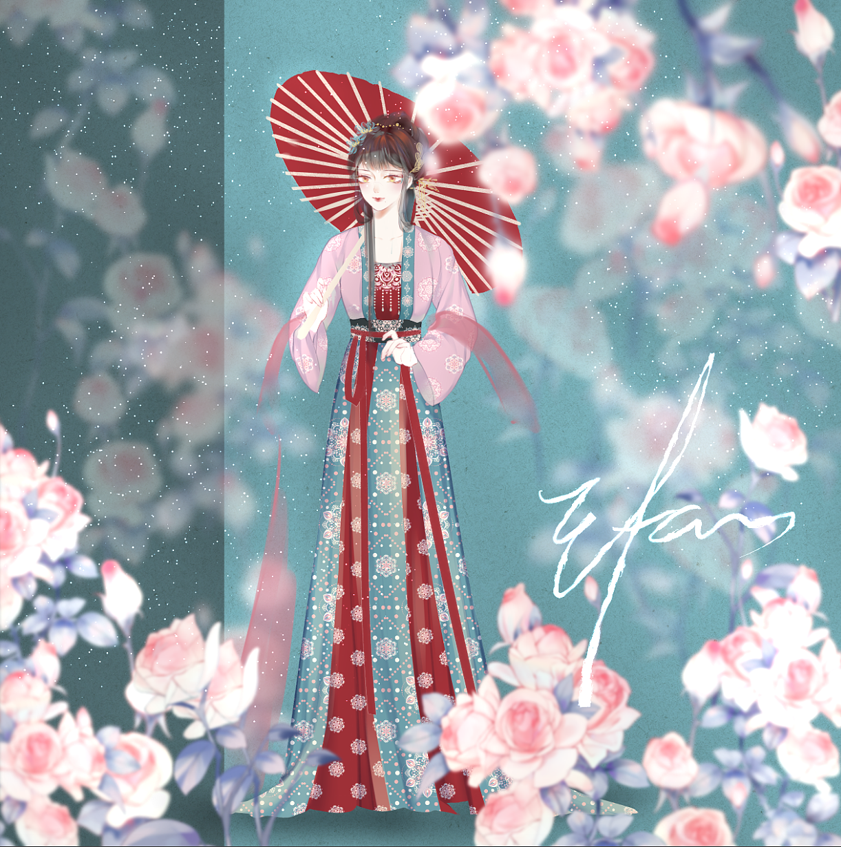 汉服设计——齐腰款【花间】