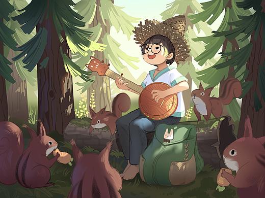 森林里的歌声（个人主页-ZMzAyNTg0ODQ=） - 儿童插画 - 站酷设计师I990原创素材 - 站酷ZCOOL