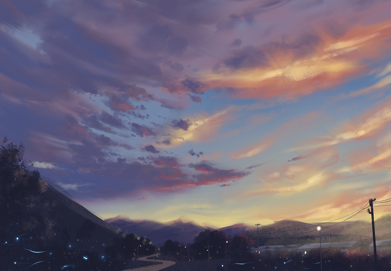 天空 夕阳 场景的练习（图ZMjc4MTc2MjU2） - 创作习作 - 站酷设计师诚星s原创素材 - 站酷ZCOOL