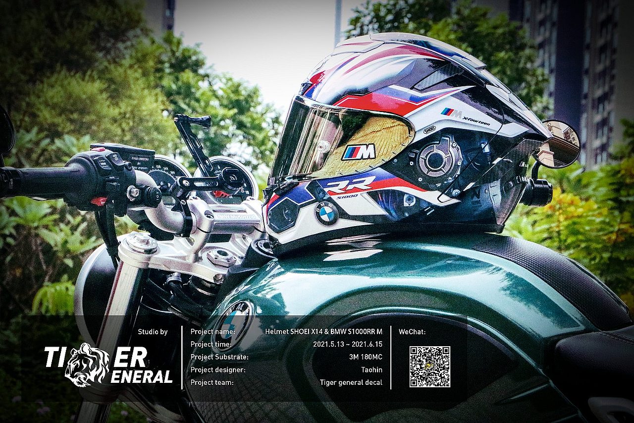 头盔涂装｜SHOEI X14 宝马摩托车机车 S1000RR M 涂装（图ZMjc1OTI5MjIw） - 手办/模玩 - 站酷设计师虎将贴花原创素材 - 站酷ZCOOL