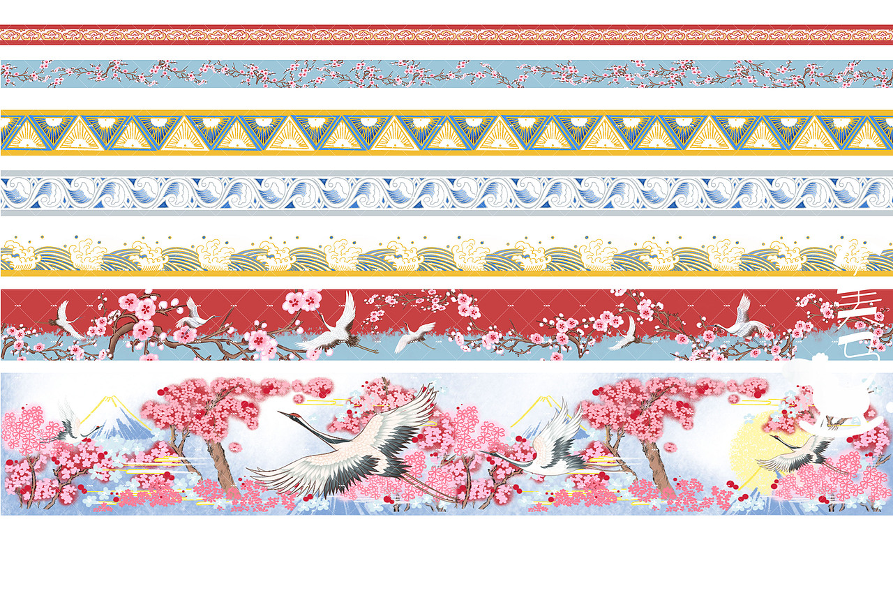 樱花仙鹤胶带——小美马（图ZMjAyMzIxMzgw） - 商业插画 - 站酷设计师小美马原创素材 - 站酷ZCOOL