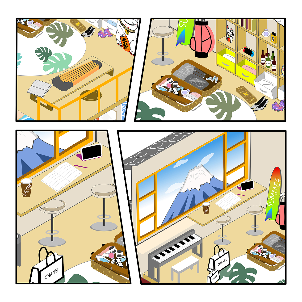 2.5D 插画 日本元素 梦想之屋（图ZMTczNDU0ODQw） - 艺术插画 - 站酷设计师小黑人_大仁波切原创素材 - 站酷ZCOOL