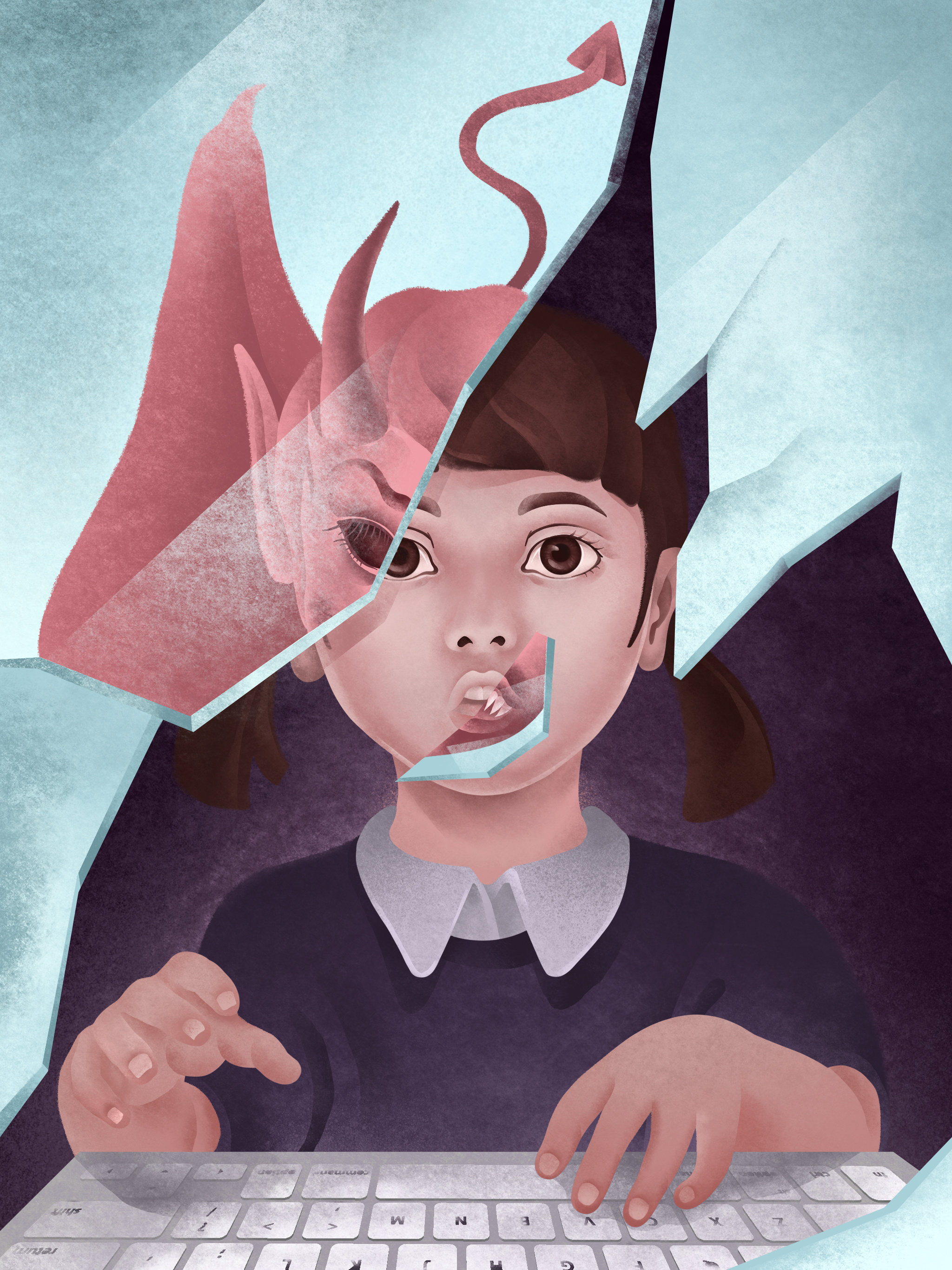 "指"尺之间——探讨网络暴力的系列插画