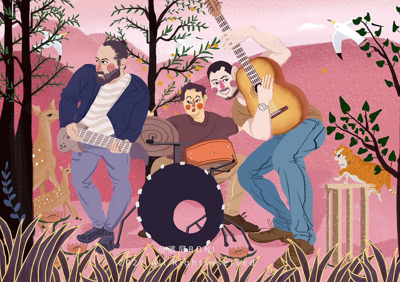 组一只乐队  尝试各种画画风格广州/插画师/2年前/35浏览波尼boni
