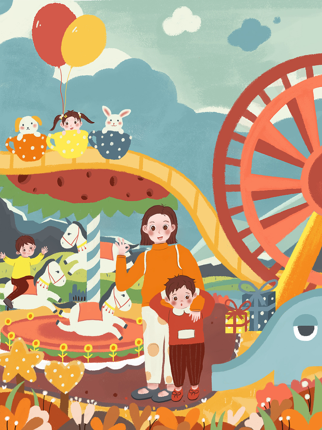 秋日游乐场时光