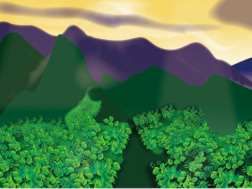 插画-茶园（个人主页-ZNDUwMDkxNDA=） - 创作习作 - 站酷设计师小艺99原创素材 - 站酷ZCOOL