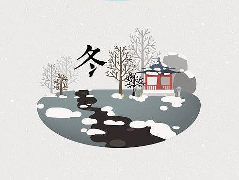 冬天  雪花  冰冷  手绘风