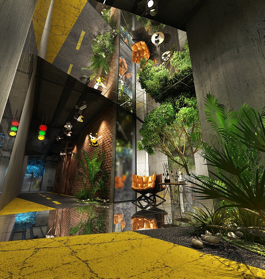 粟氏天府烧烤店蜂巢商业体设计案例（图ZOTI2MjM5MDg=） - 家装设计 - 站酷设计师海岸设计原创素材 - 站酷ZCOOL