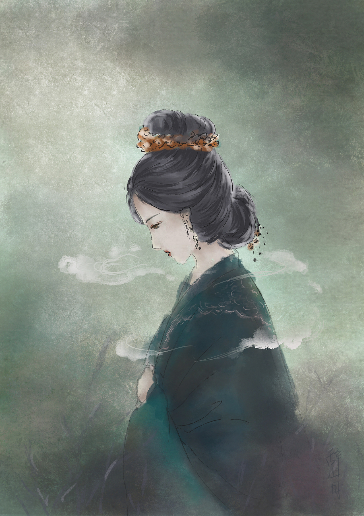 水墨人物|插画|创作习作|不辞山月_原创作品-站酷zcool