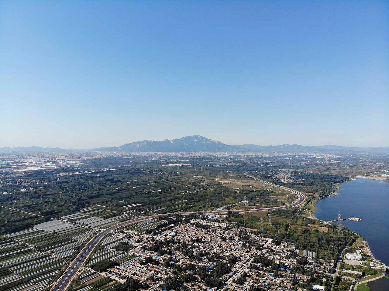 泰安大汶河湿地公园 北集坡湿地公园航拍美丽风景