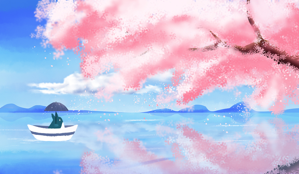 樱花天空之境插画