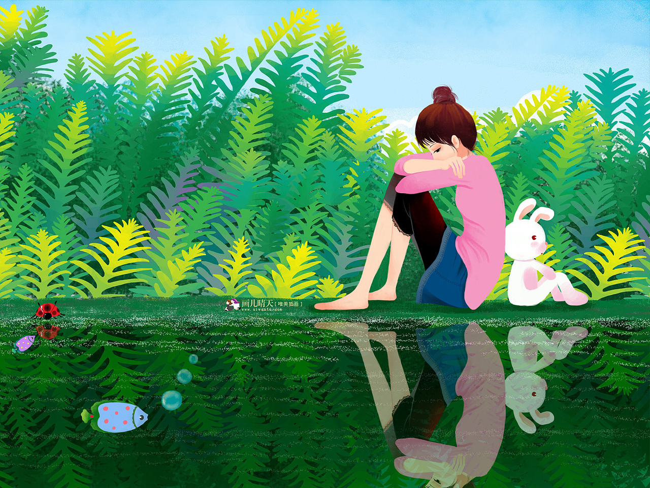 画儿晴天唯美插画壁纸一