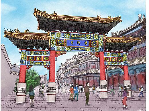 天津十大地标建筑插画