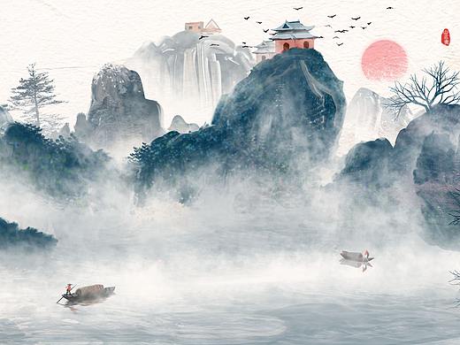 蓝色山水
