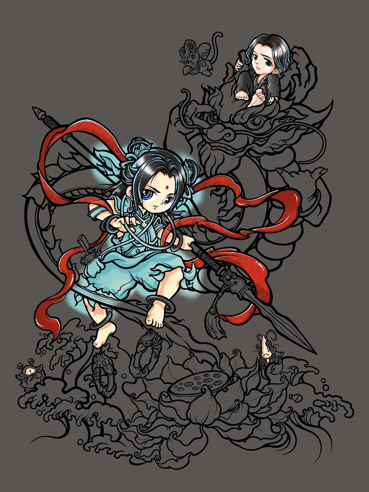《莲花先锋-封神小哪吒》（图ZMTYzNjczNTI0） - 商业插画 - 站酷设计师六叔洪鋭原创素材 - 站酷ZCOOL