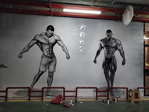 贵阳墙绘公司，工装手绘，健身房主题彩绘，贵州天一手绘出品