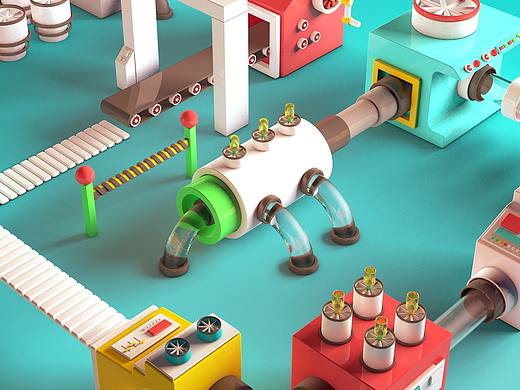 【C4D-成长记录】08.NURBS建模，小小工厂（个人主页-ZMzA2NDU0NjQ=） - 建筑/空间 - 站酷设计师Romeo_zZ原创素材 - 站酷ZCOOL